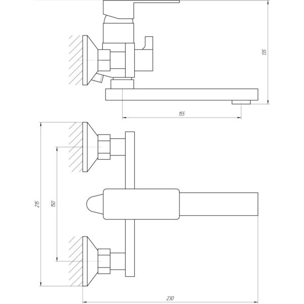 Змішувач для ванної Globus Lux Milano GLM-0102N-11-GRAPHITE
