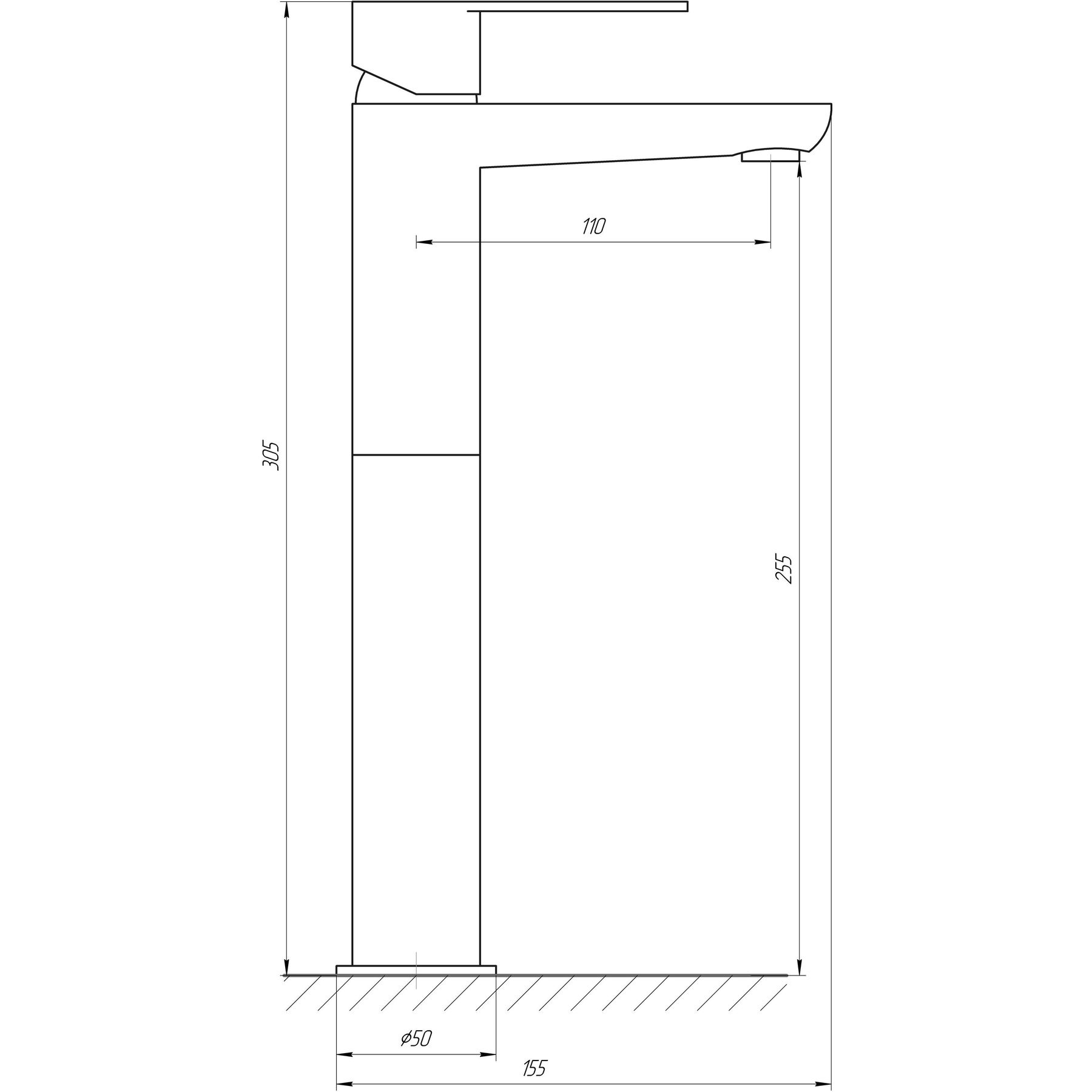 Змішувач для умивальника TOPAZ BARTS TB 07203-H36 високий H-305мм ,на гайці,шланги TAQ-M1055,D35 - Image 7