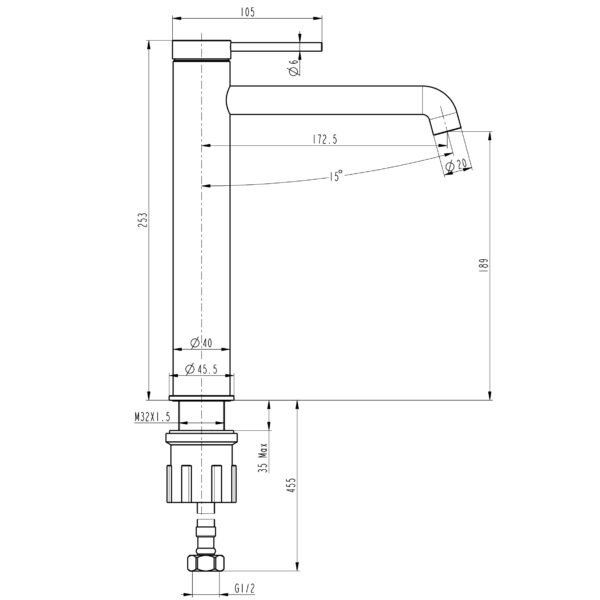 Змішувач для умивальника TOPAZ LOFT TLF 32203-H75-C, Шланги TAQ-M0855