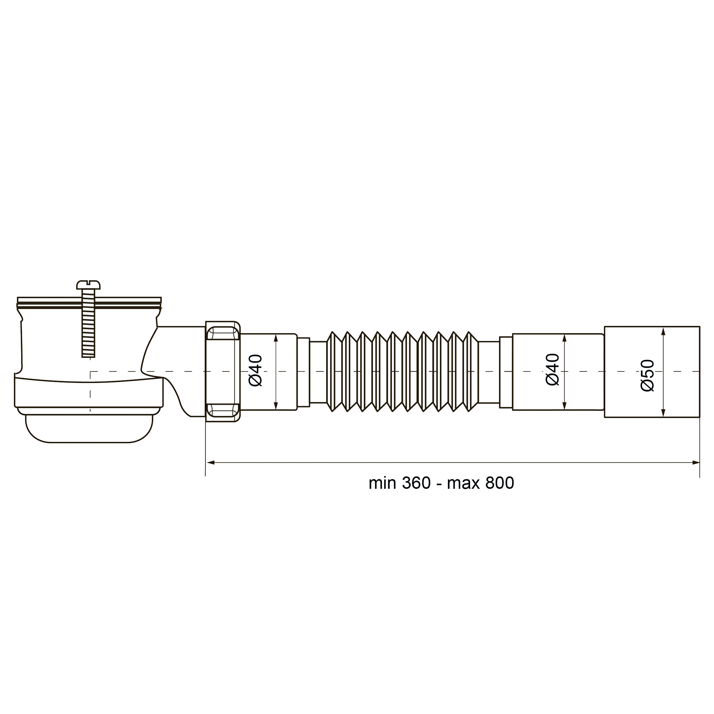 Сифон OPTIMUM низький пляшковий для душ.піддону з випуск 1 1/2″ та гофротрубою 40*40/50 OPTI 09033 - Image 7