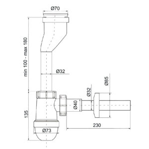 Сифон OPTIMUM для пісуара з трубкою 40/32*200, розетками 32 та 40 OPTI 19708 - Image 7