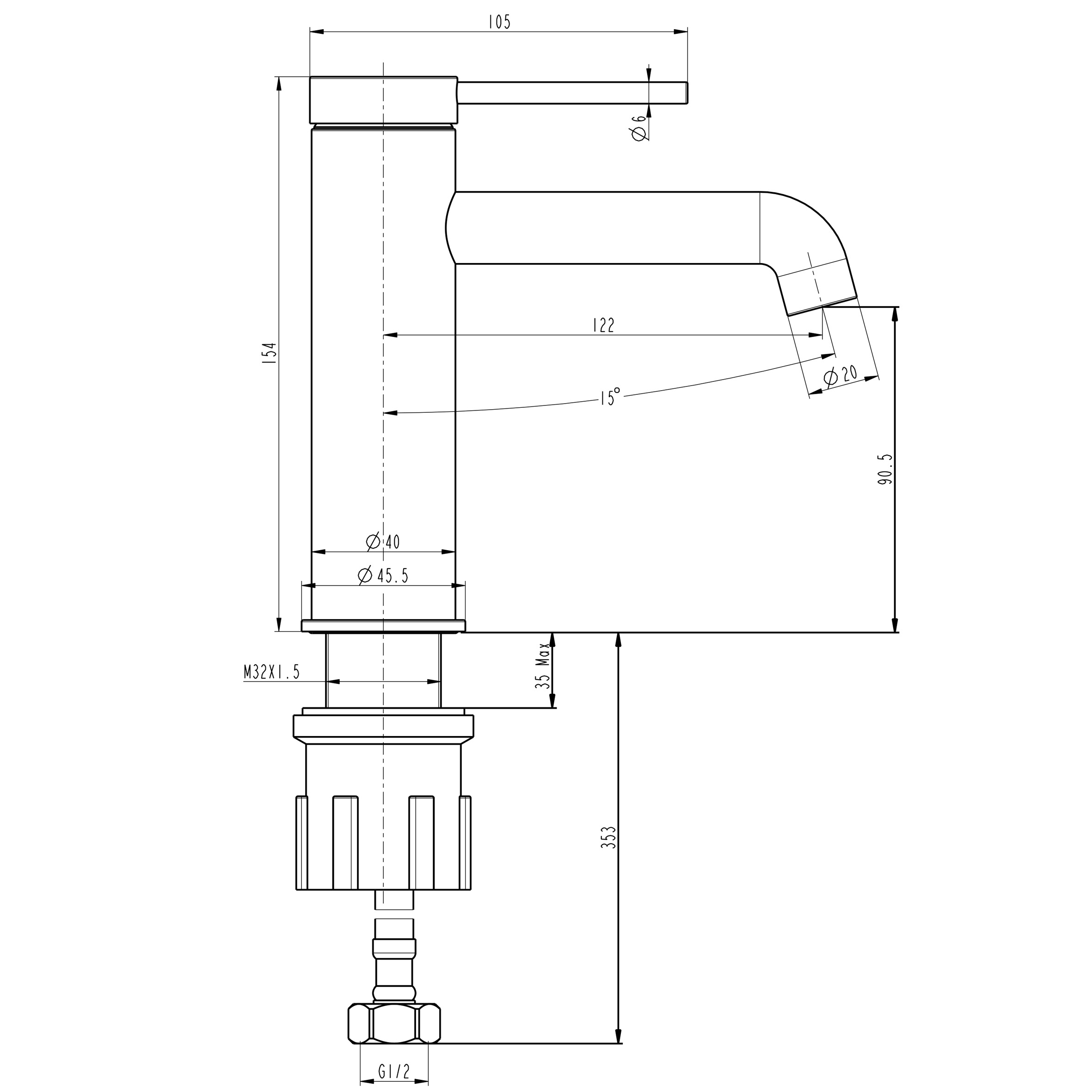 Змішувач для умивальника TOPAZ LOFT TLF 32201-H75-BL - Image 7