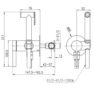 Змішувач гігієнічний TOPAZ MODERNO TMD-33106-H78A - Image 7