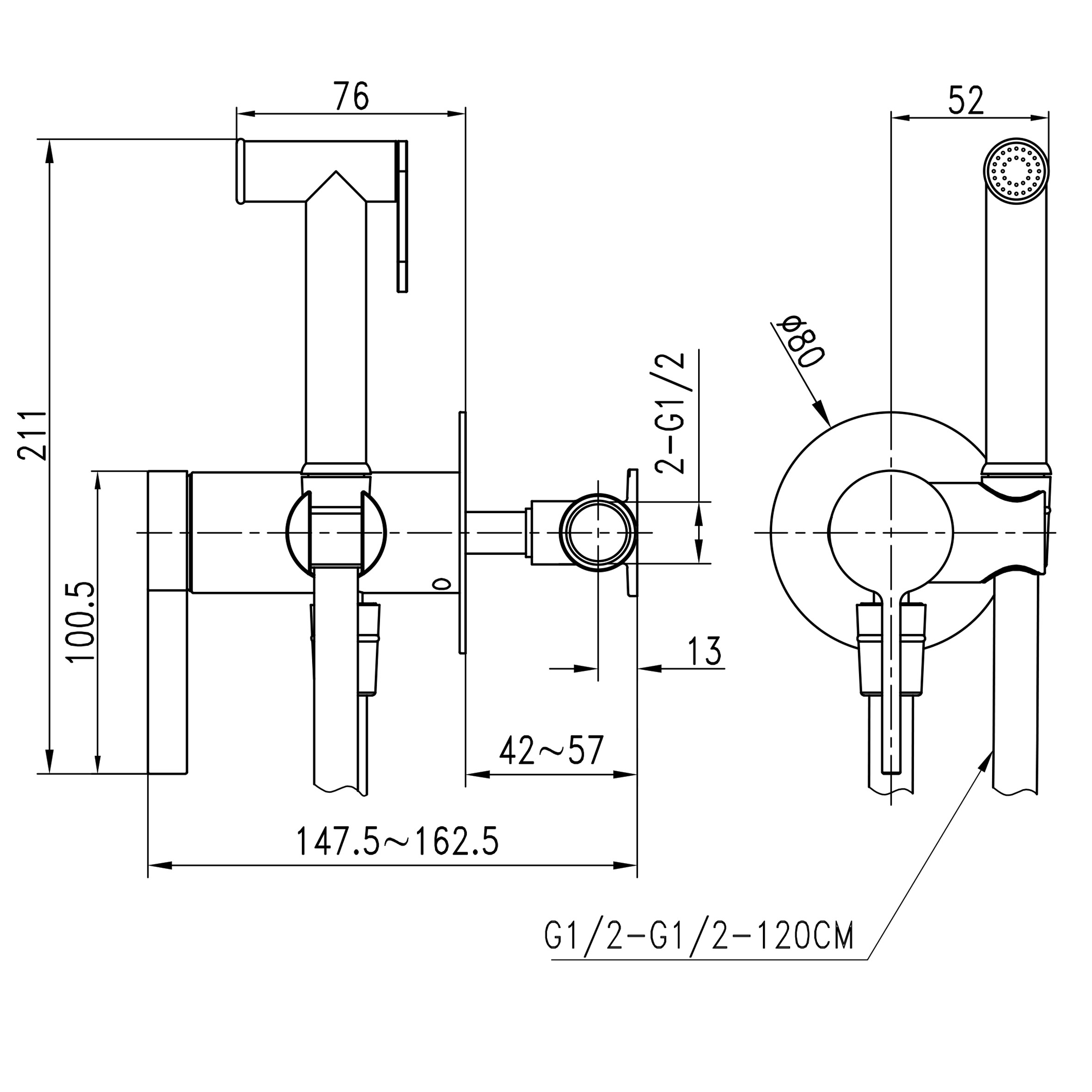 Змішувач гігієнічний TOPAZ MODERNO TMD-33106-H78A - Image 7