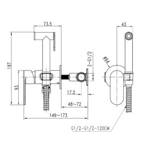 Змішувач гігієнічний TOPAZ BARTS TB 077106-H36 - Image 7