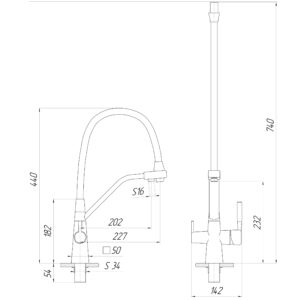 Змішувач для кухні під осмос Globus Lux GLLR-0700-L-11-01 гофрований  на гайці латунь, Графіт-Чорний - Image 8