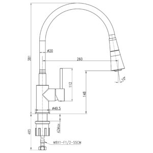 Змішувач для кухні TOPAZ LOFT TLF 8854-H39-GP-B01, Шланги TAQ-M0855 - Image 8