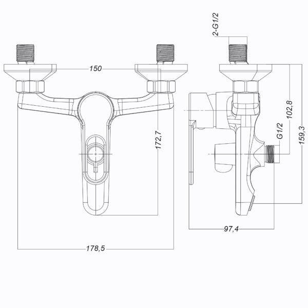 Змішувач для ванної  Globus Lux Dolly GLD-0102N