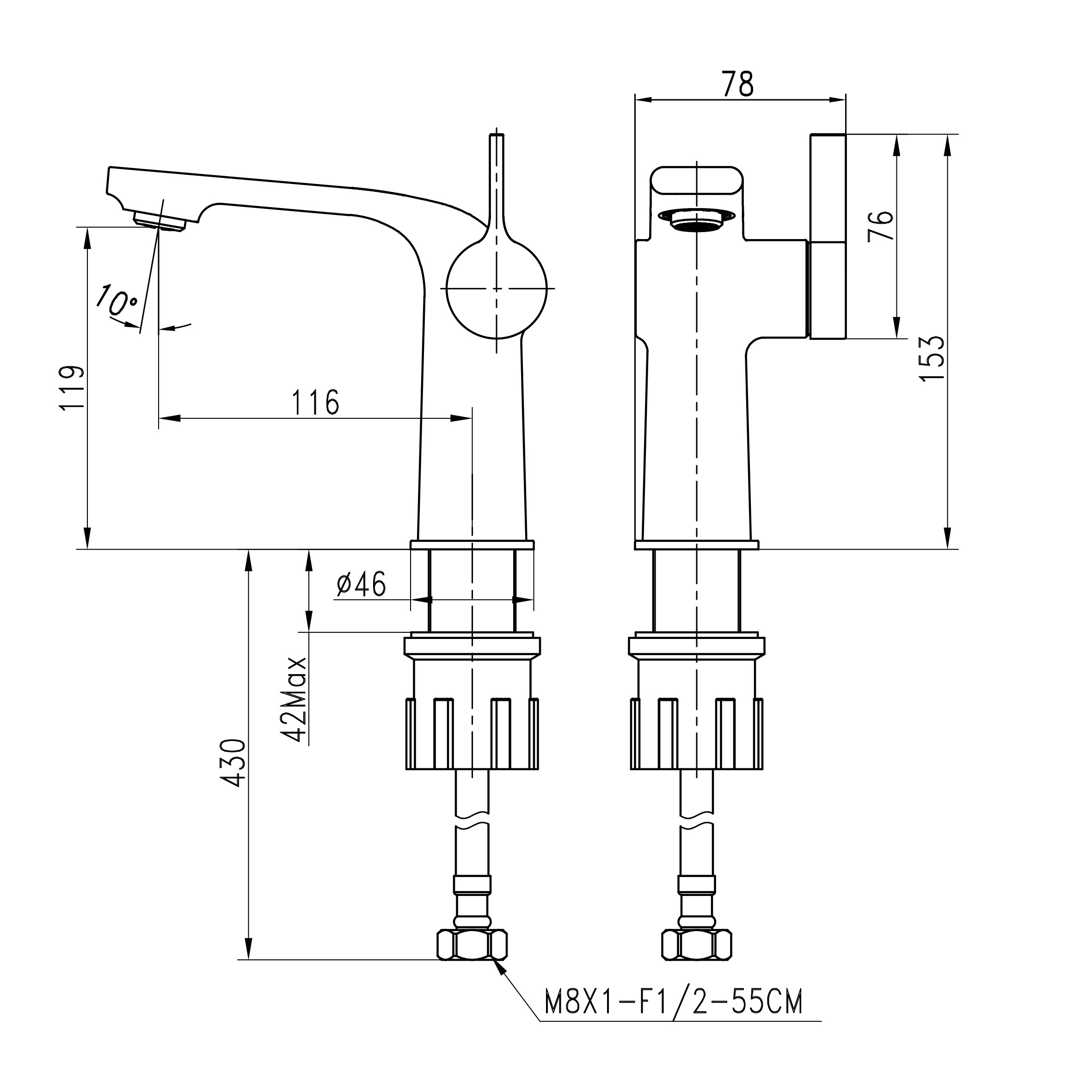 Змішувач для умивальника TOPAZ MODERNO TMD-33201-H78 - Image 8