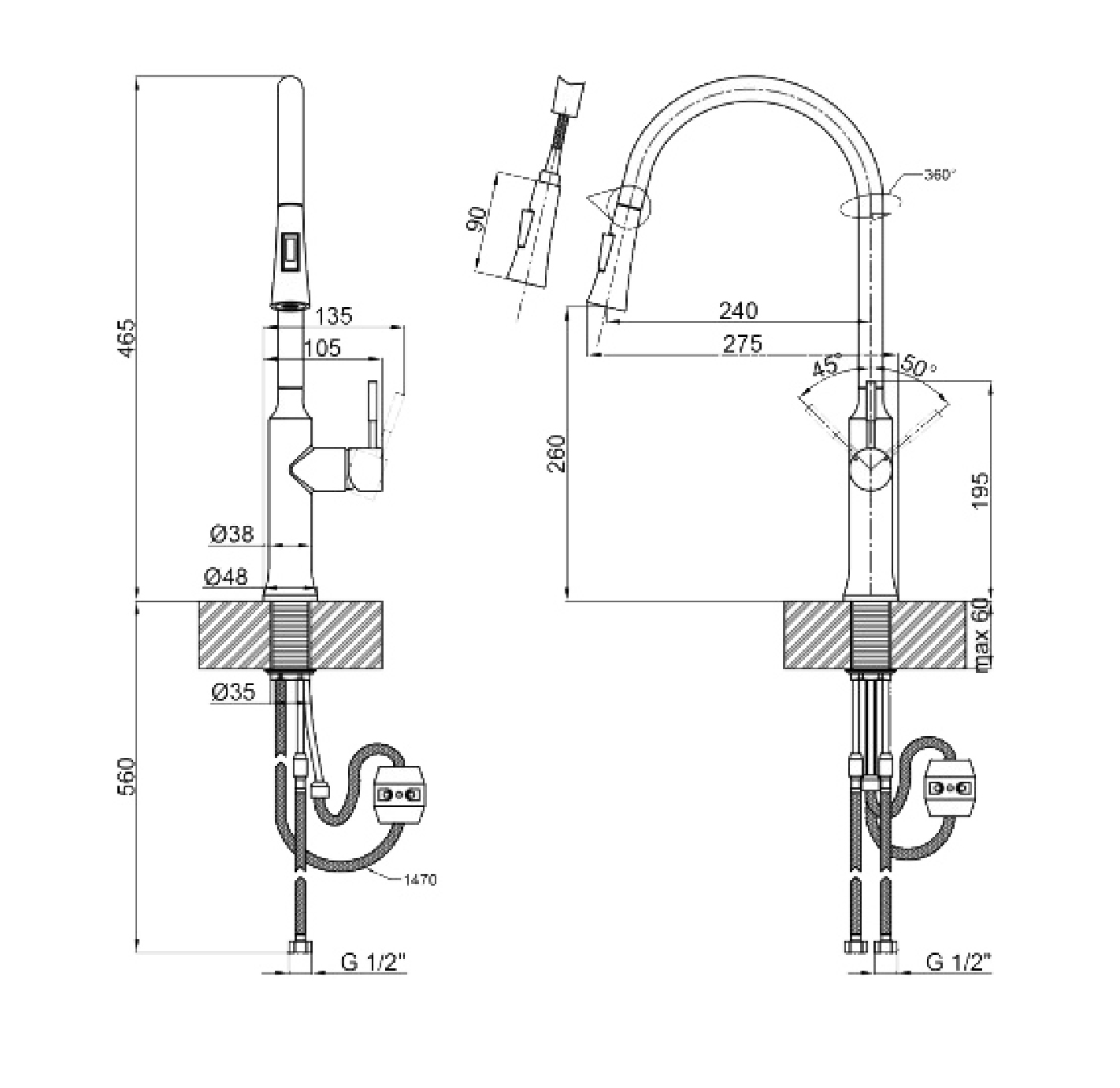 Змішувач для кухні Globus Lux ALPEN SBT1-2033-S-GP - Image 8