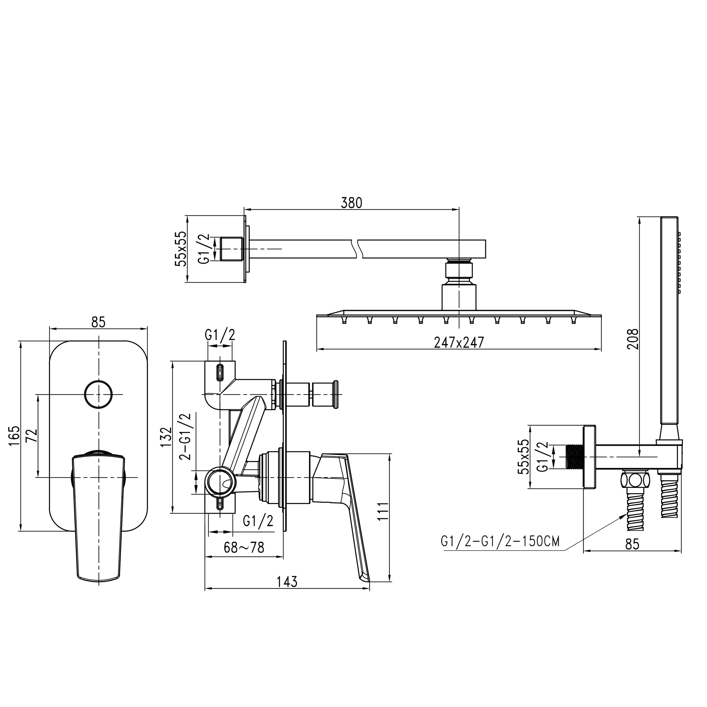 Душова система вбудована TOPAZ LEXI TLG 21205-H57-BL - Image 8