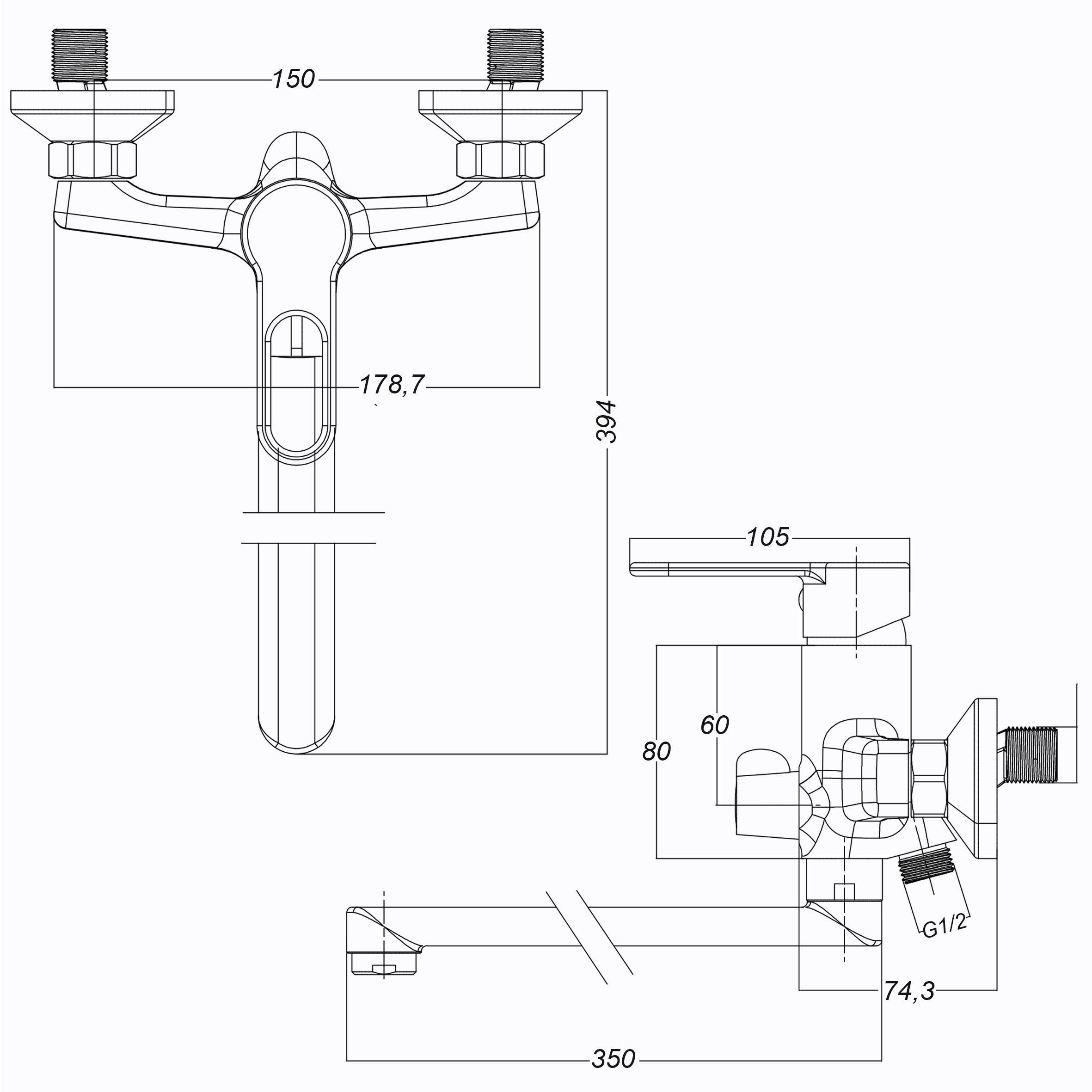 Змішувач для ванної Globus Lux Dolly GLD-0208 - Image 8