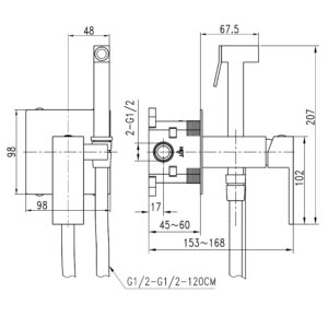 Змішувач гігієнічний TOPAZ ODISS TO 18206-H52-Smart - Image 9