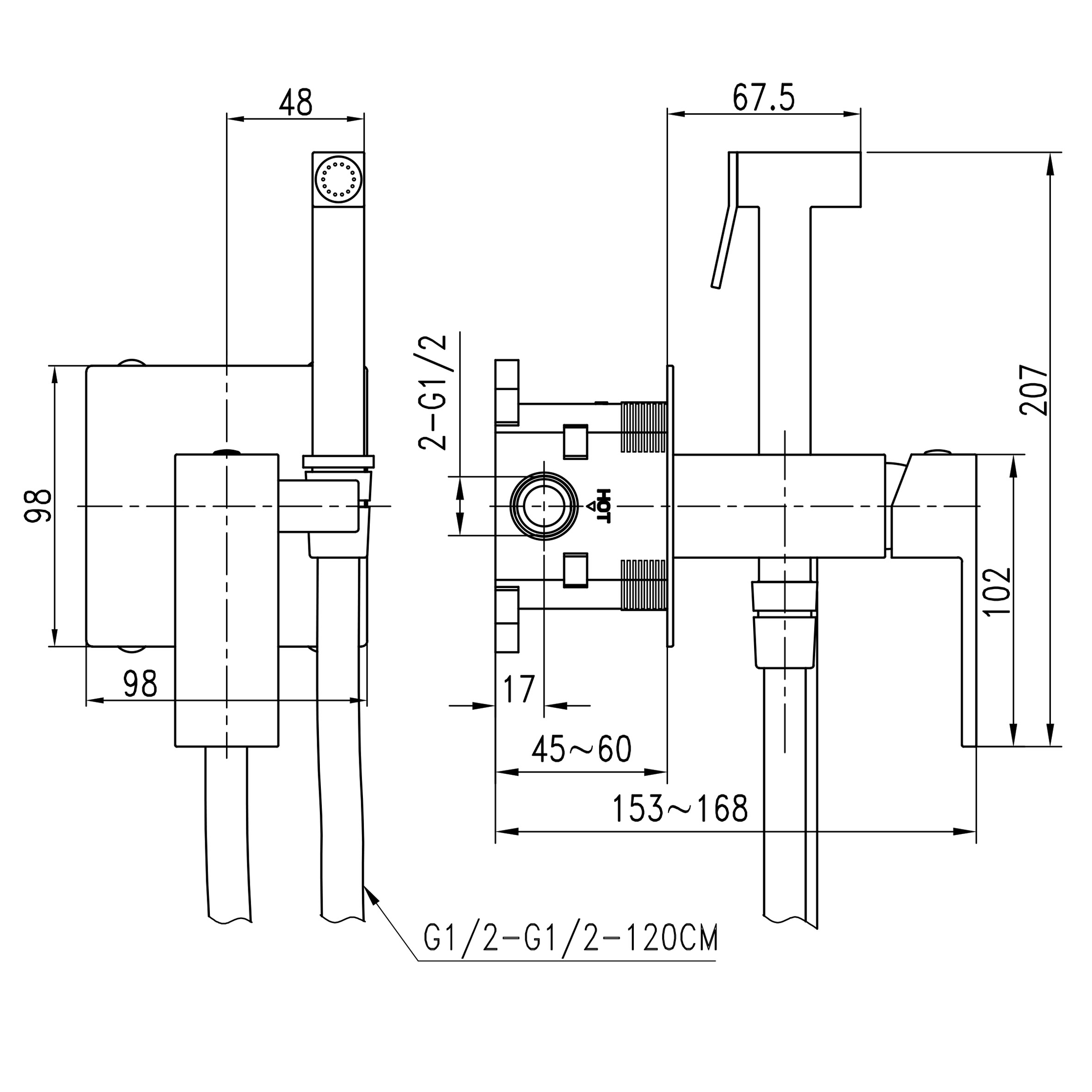 Змішувач гігієнічний TOPAZ ODISS TO 18206-H52-Smart - Image 9