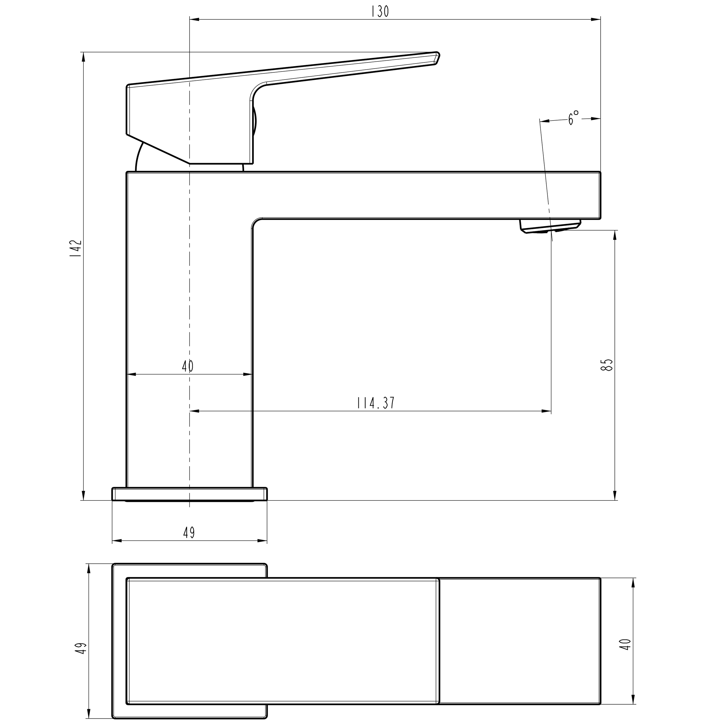 Змішувач для умивальника TOPAZ ODISS TO 18401-H61B  , Шланги TAQ-M0855 - Image 9