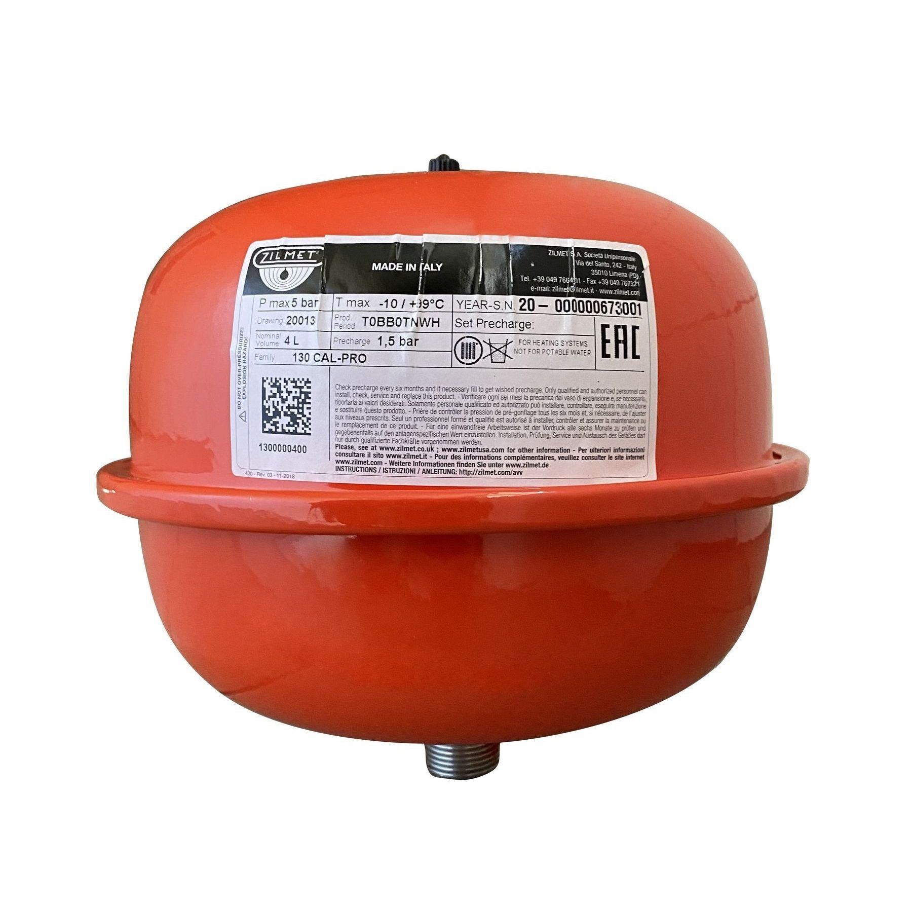 Бак Zilmet cal-pro для систем опалення    4л. 5bar ( 1300000400 ) - Image 1