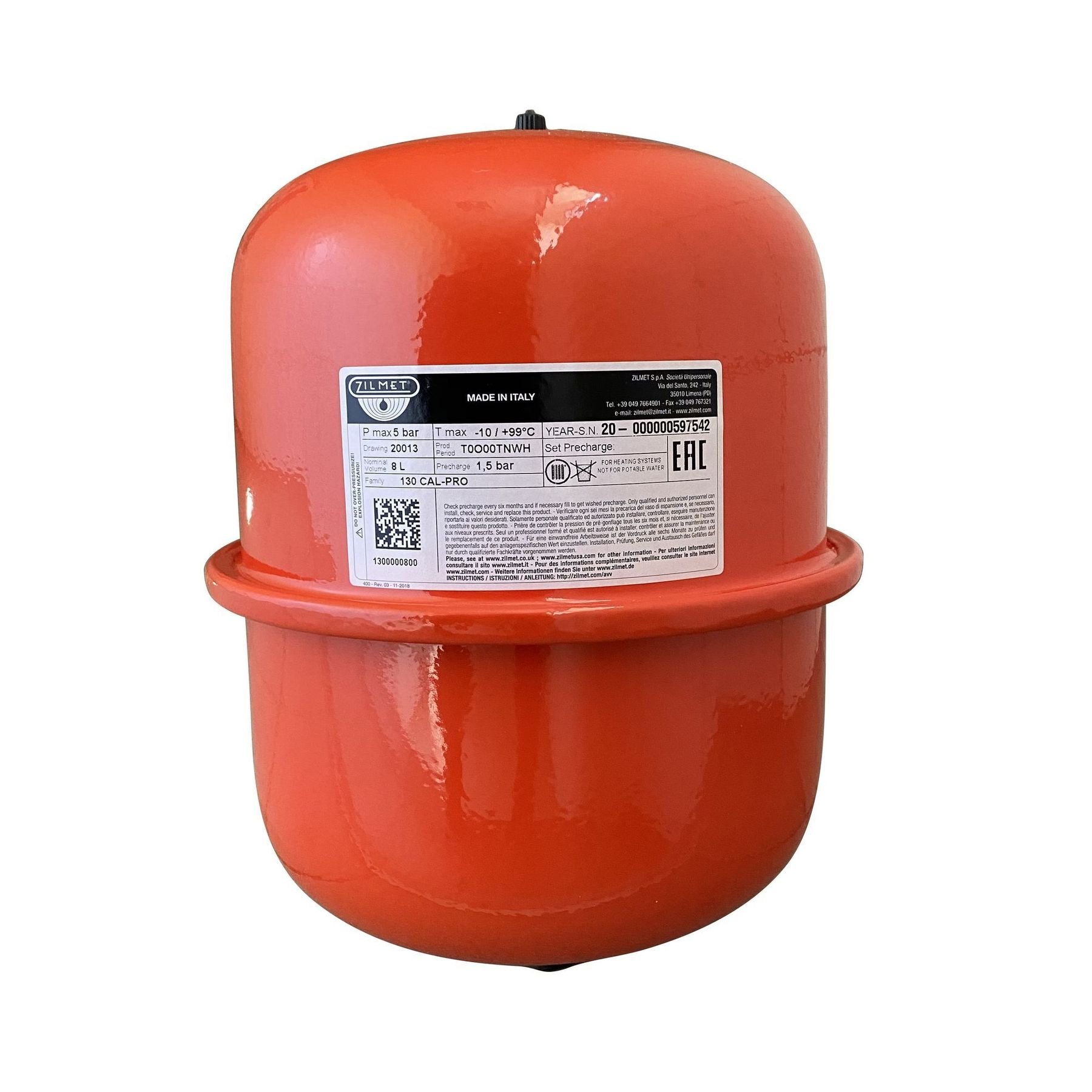 Бак Zilmet cal-pro для систем опалення    8л. 5bar ( 1300000800 ) - Image 1