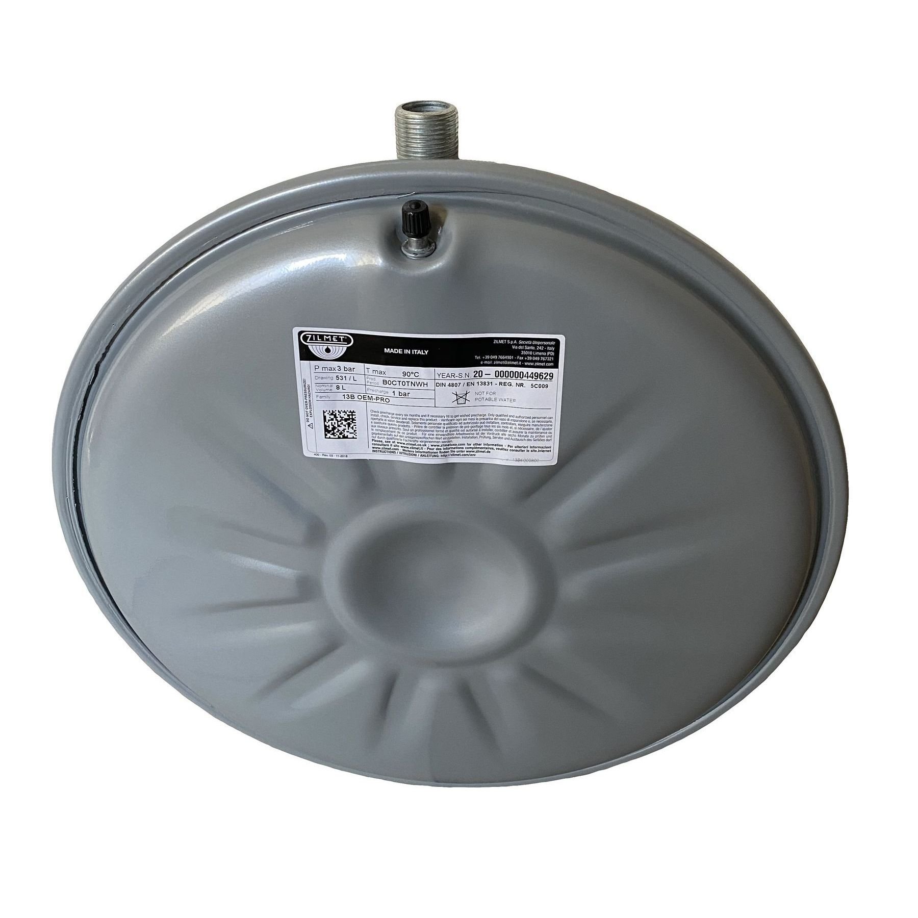 Бак Zilmet oem-pro для монтажу в котли  плоский Арт. 531  8л. 3bar  рифлений ( 13B6000848 ) - Image 2
