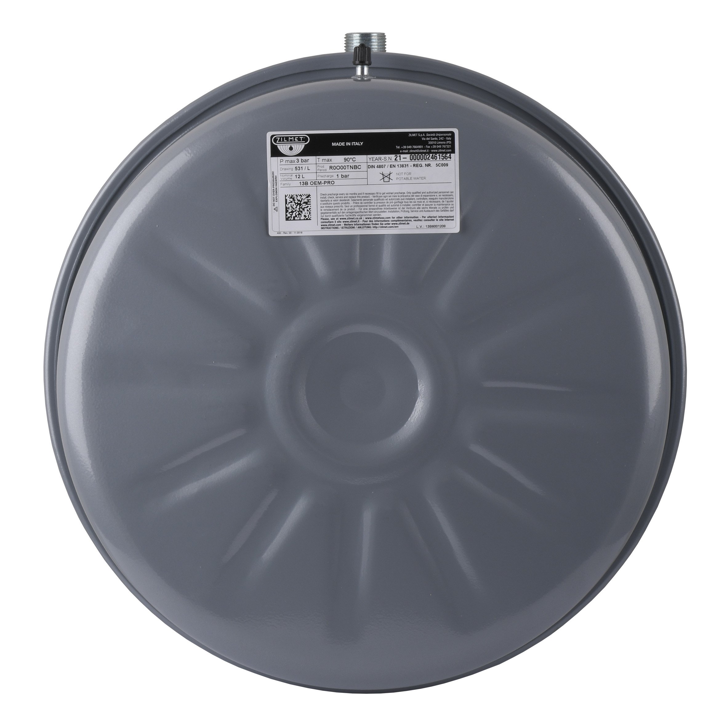 Бак Zilmet oem-pro для монтажу в котли  плоский Арт. 531 12л. 3bar  рифлений ( 13B6001208 ) - Image 1