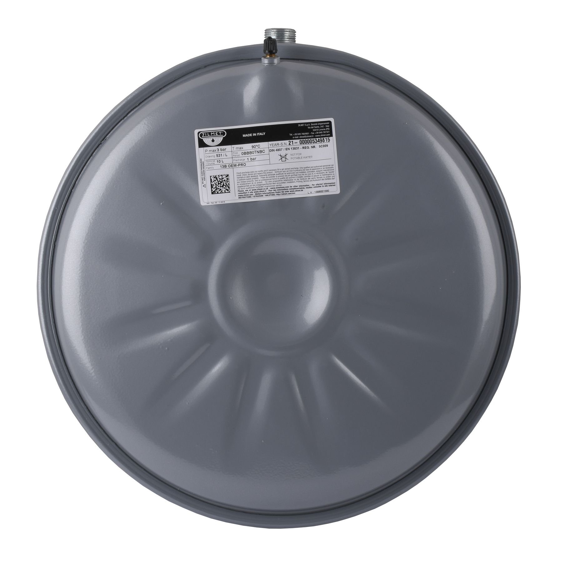 Бак Zilmet oem-pro для монтажу в котли  плоский Арт. 531 10л. 3bar  рифлений ( 13B6001018 ) - Image 1