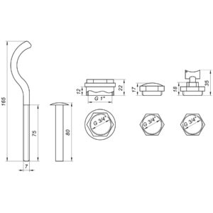 Комплект футорок секційного радіатора CRISTAL NR-2014 3/4″ з 2-кронштейнами (HT 405) - Image 3