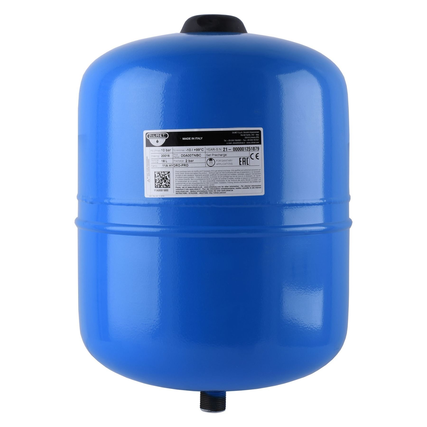 Гідроакумулятор з фіксованою мембраною  18л Zilmet HYDRO-pro 10bar ( 11A0001800 ) - Image 1