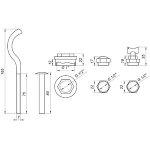Комплект футорок секційного радіатора CRISTAL NR-2015 1/2″ з 3-кронштейнами (HT 416) - Image 4