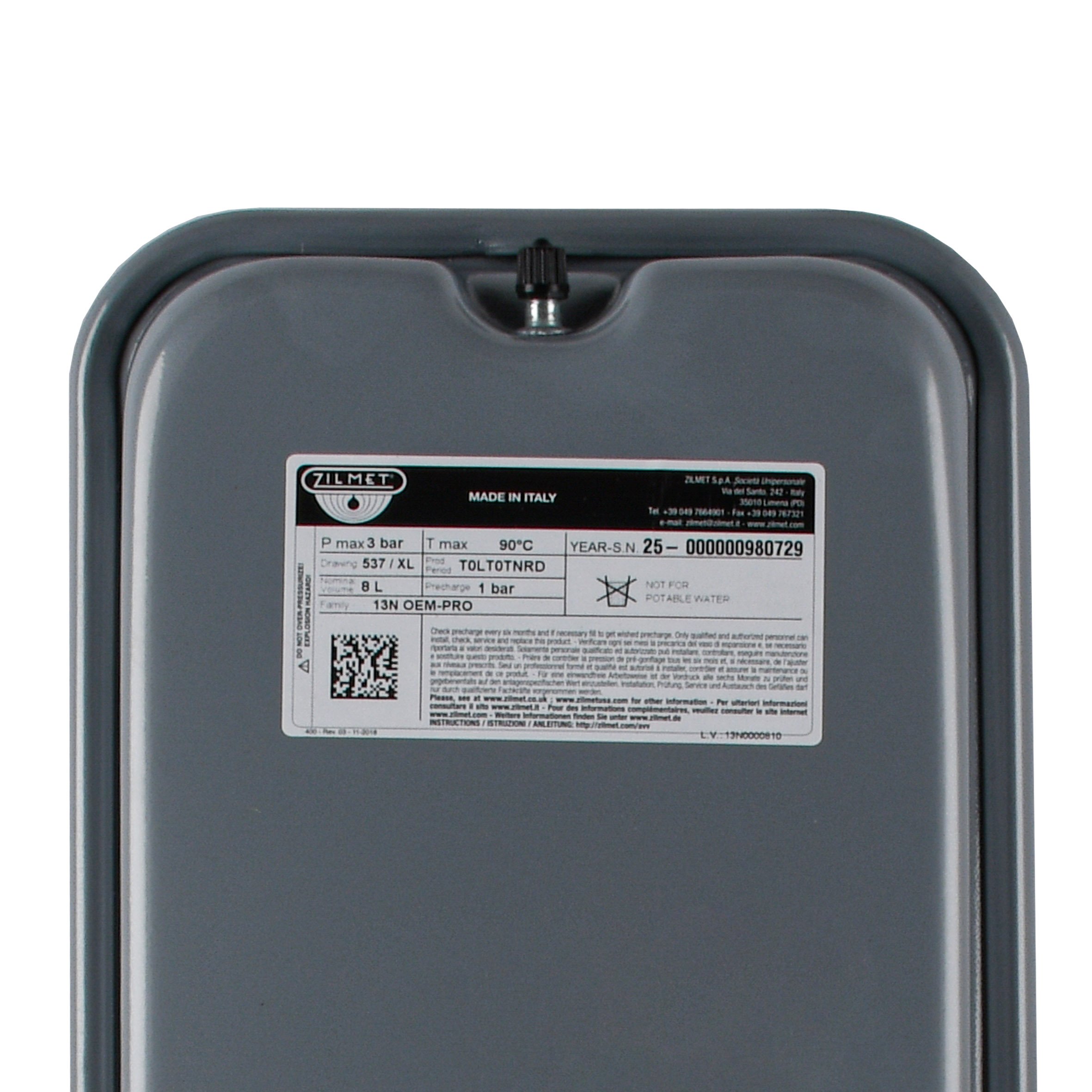 Бак Zilmet oem-pro для монтажу в котли  Арт. 537 8л 3/8″ 3bar прямокутний (13N0000810 ) - Image 2