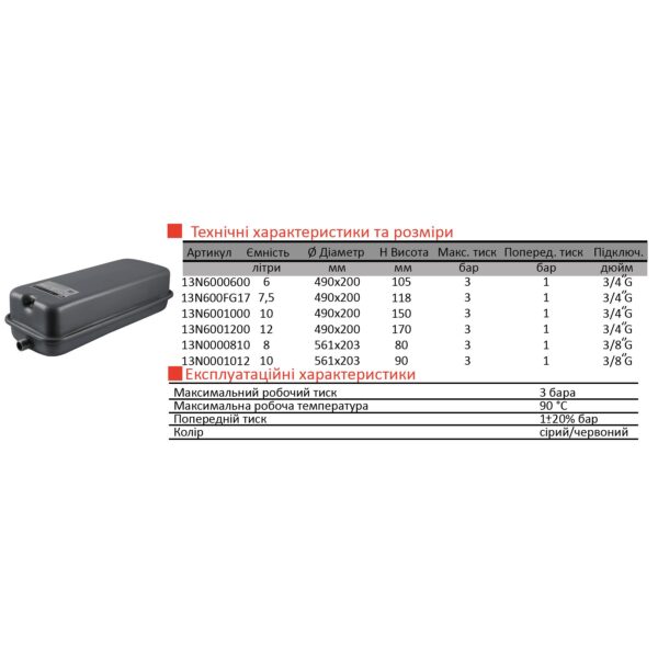 Бак Zilmet oem-pro для монтажу в котли Арт. 537 8л 3/8″ 3bar прямокутний (13N0000810 )