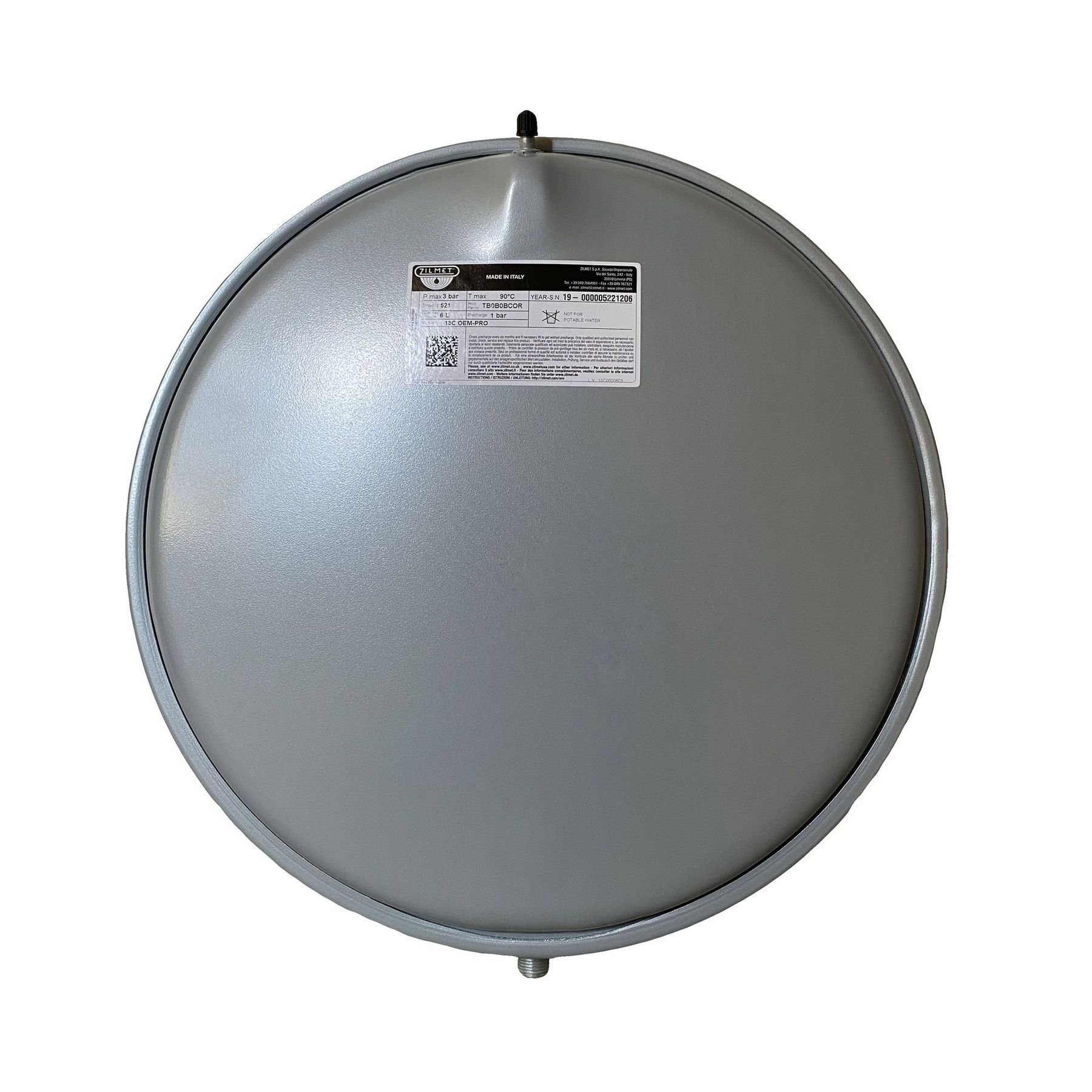 Бак Zilmet oem-pro для монтажу в котли плоский Арт. 521 6л 3bar D. 392 СІРИЙ 3/8″ ( 13C0000603 ) - Image 1