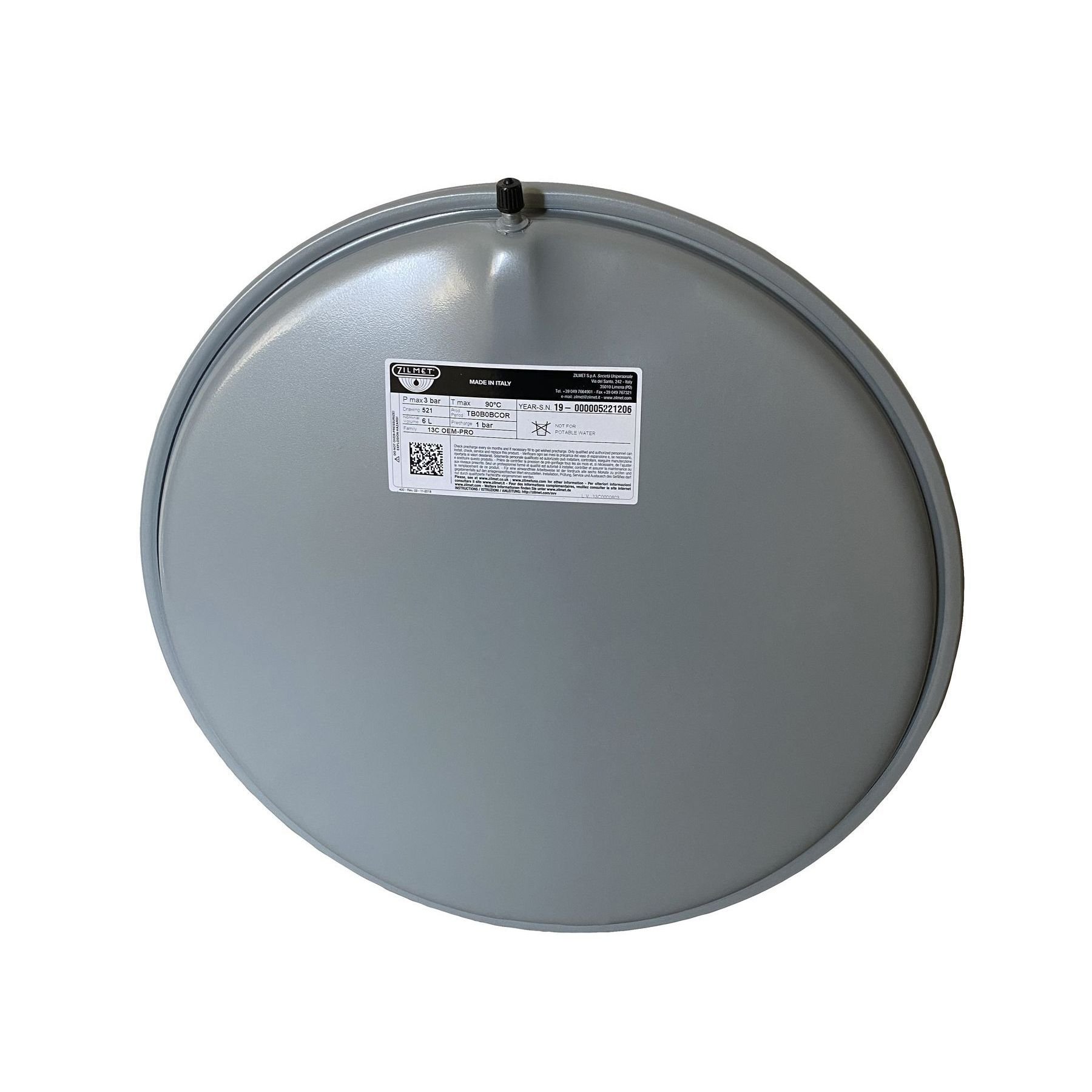 Бак Zilmet oem-pro для монтажу в котли плоский Арт. 521 6л 3bar D. 392 СІРИЙ 3/8″ ( 13C0000603 ) - Image 3