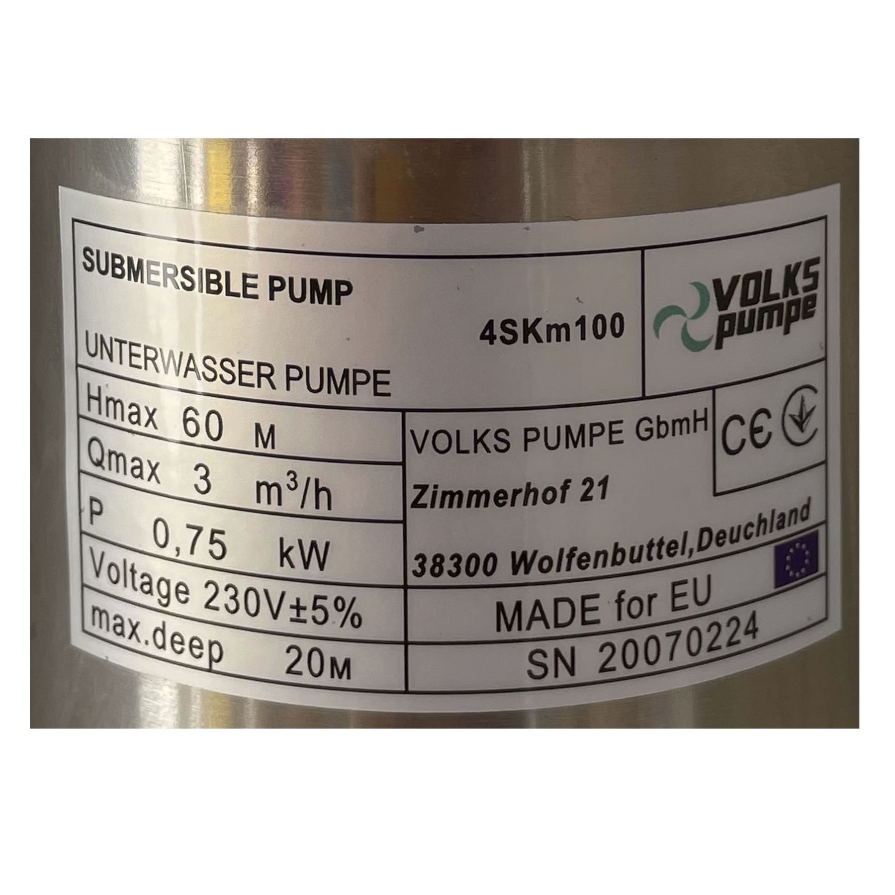 Насос свердловинний вихровий VOLKS pumpe  4SKm100 0,75кВт + кабель 15м + пульт - Image 5