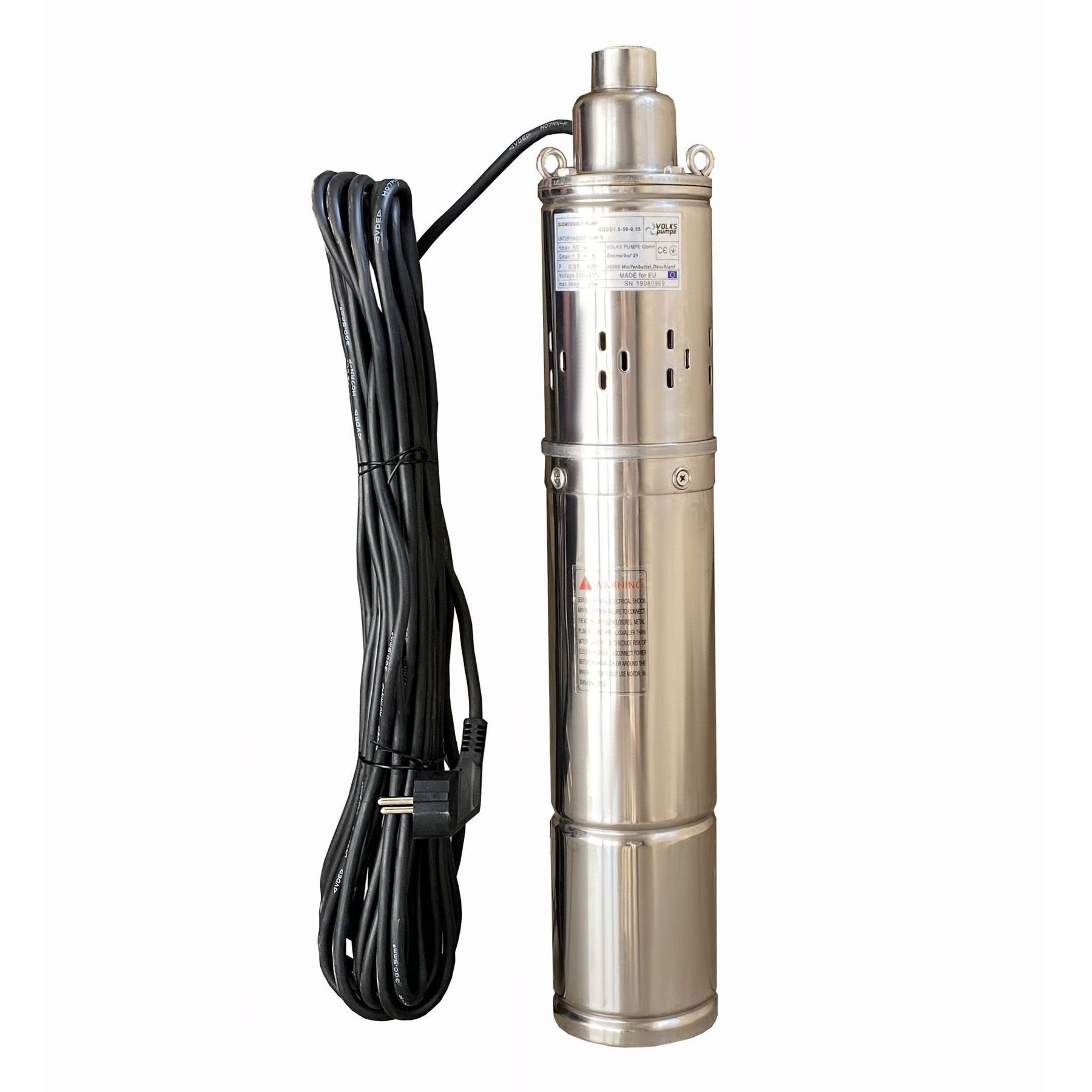 Насос свердловинний шнековий  VOLKS pumpe  4QGD 1,8-50-0,5кВт 4 дюйми +кабель 15м - Image 1
