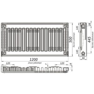 Радіатор сталевий 11/500х1200 бок KALDE - Image 2