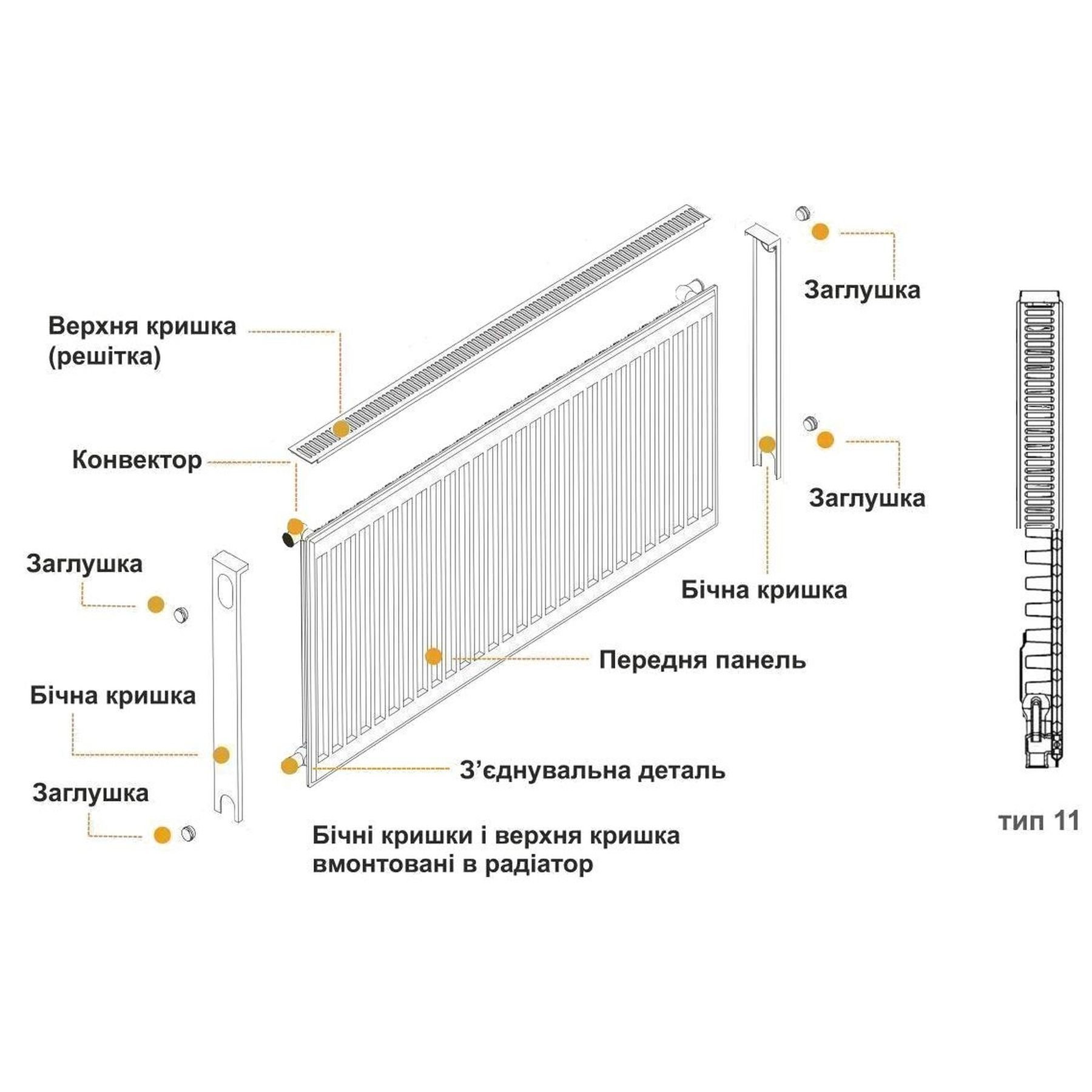Радіатор сталевий 11/500х2000 бок KALDE - Image 7
