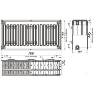 Радіатор сталевий 33/500x700 бок KALDE - Image 2