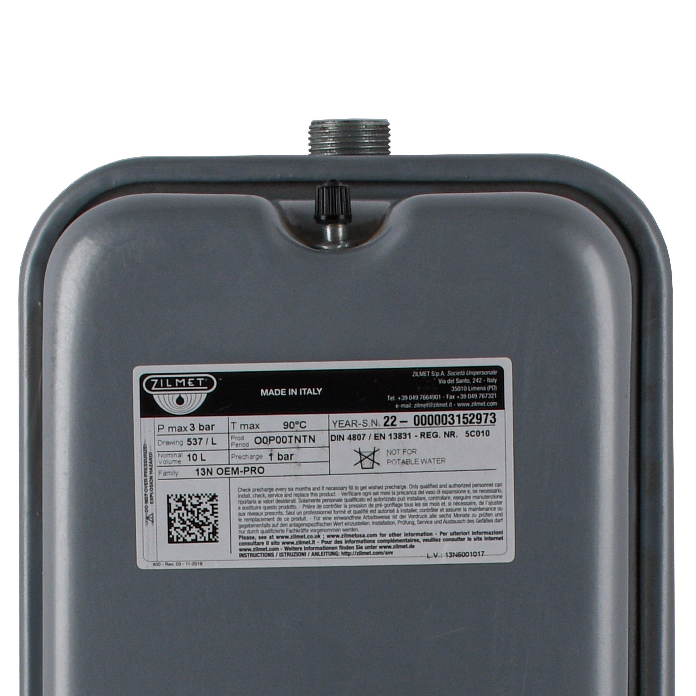 Бак Zilmet oem-pro для монтажу в котли Арт. 537 10л 3/4″ 3 bar прямокутний ( 13N6001017 ) - Image 2