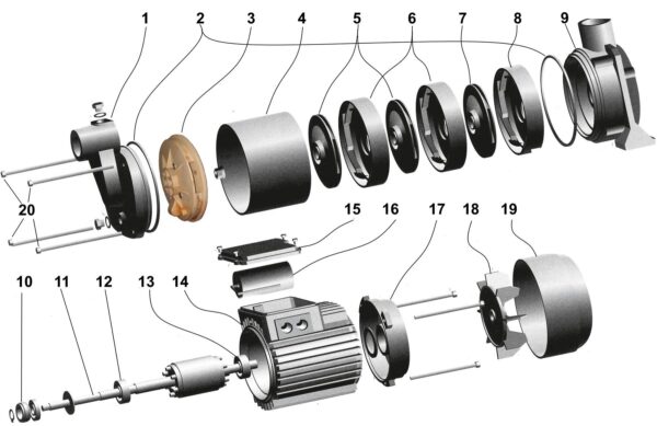Насос відцентровий багатоступінчастий Optima MH-N 1300INOX 1,3кВт нерж, колеса