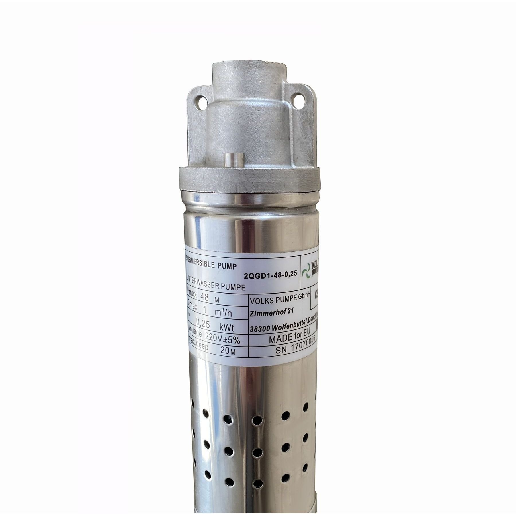 Насос свердловинний шнековий  VOLKS pumpe  2QGD 1-48-0,25кВт 2 дюйми! + кабель 15м - Image 4