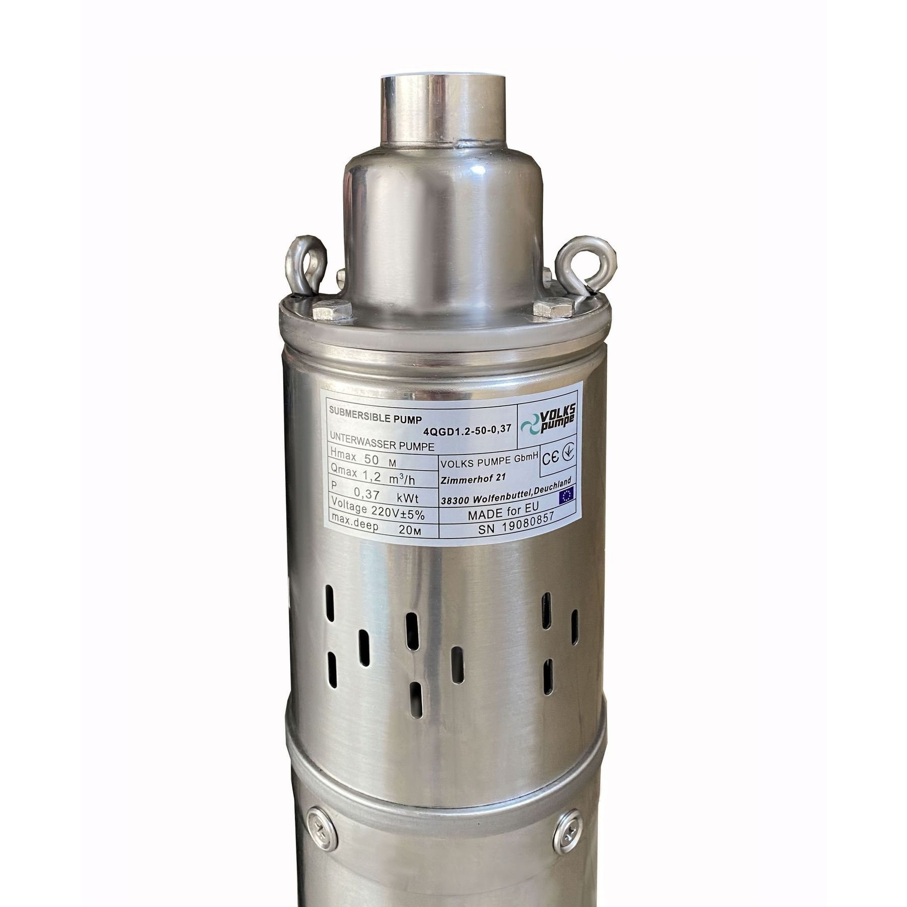 Насос свердловинний шнековий   VOLKS pumpe  4QGD 1,2-50-0,37кВт 4 дюйми +кабель 15м - Image 4