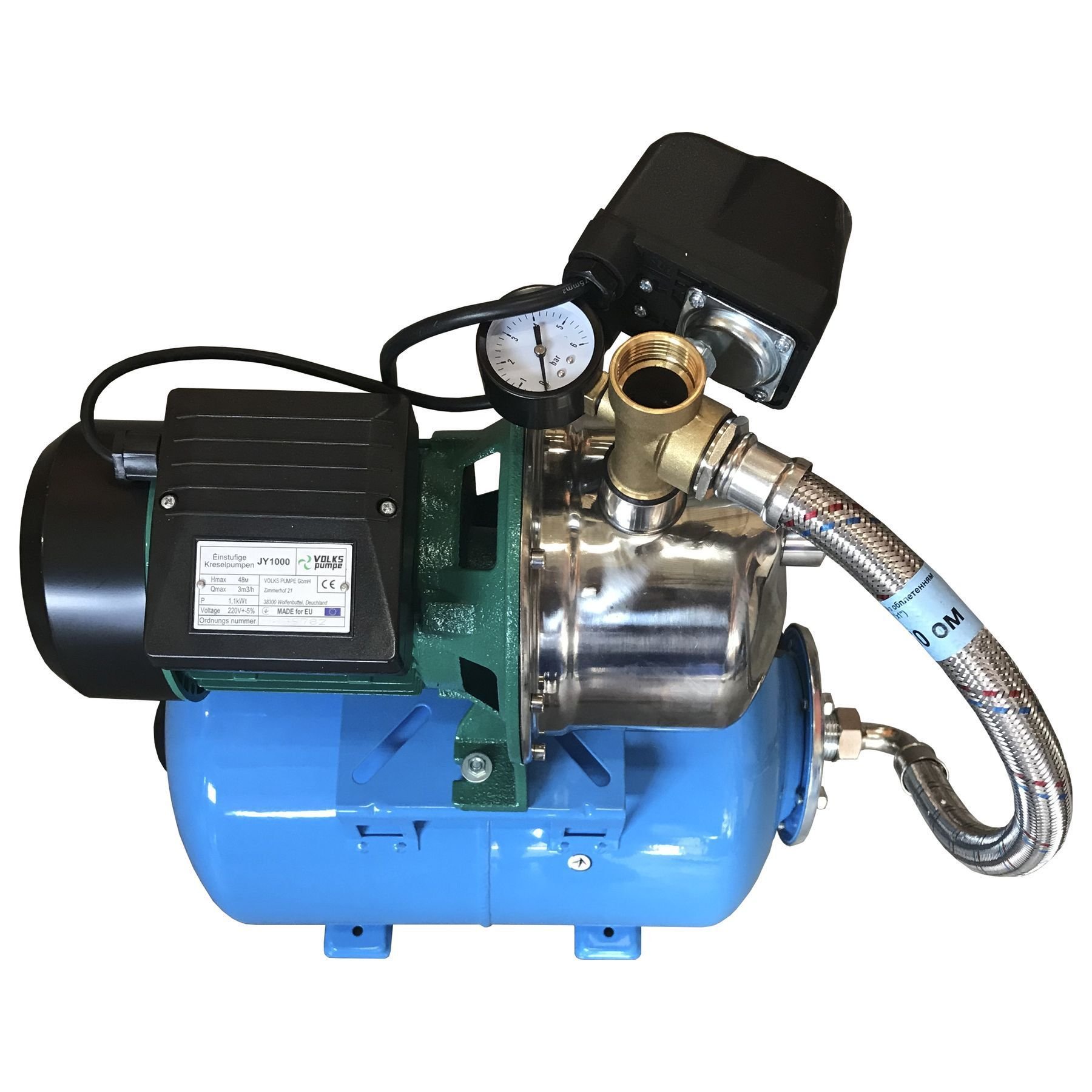 Насосна станція VOLKS pumpe  JY1000-24 1,1кВт  нержавійка  (складена) на гребінці - Image 2