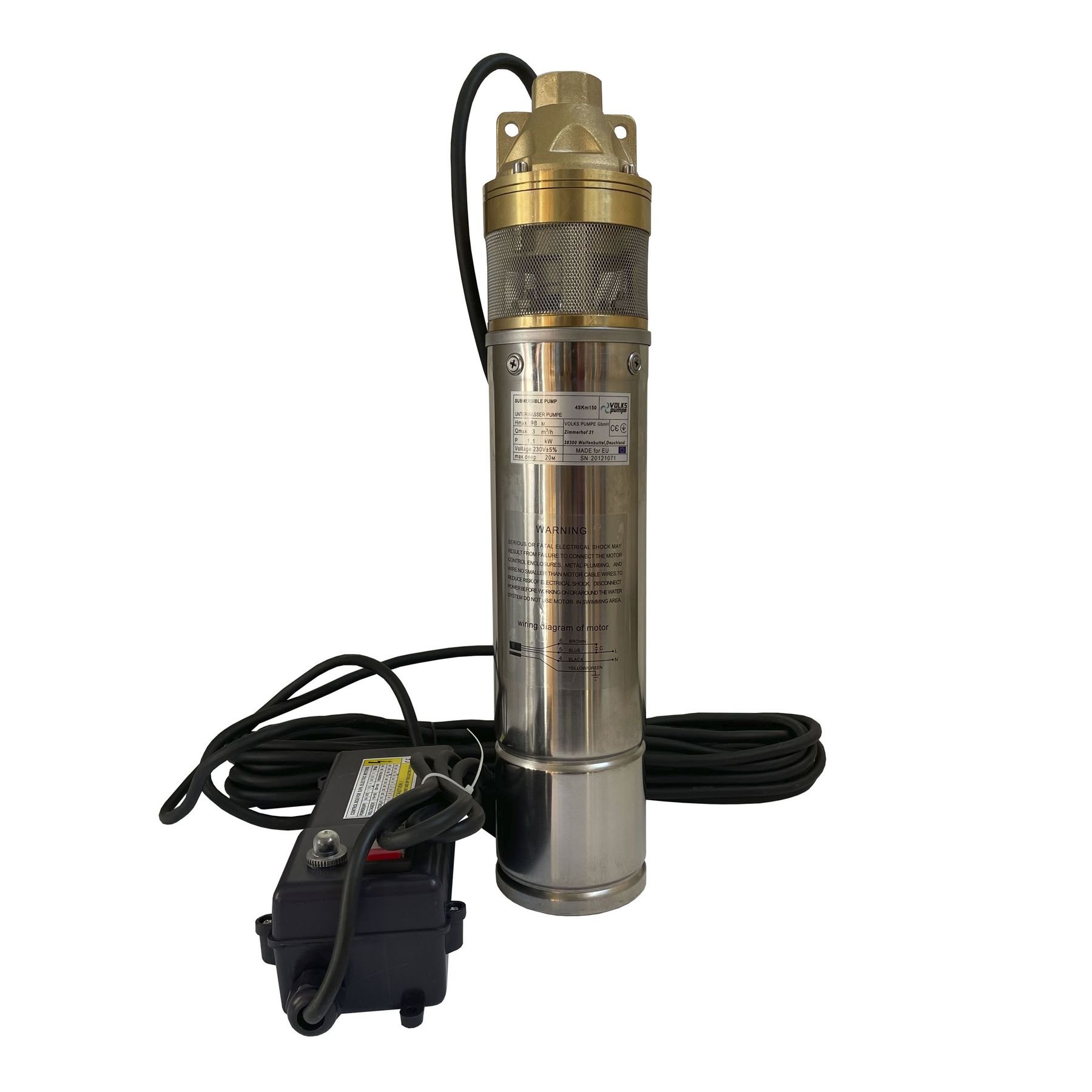 Насос свердловинний вихровий VOLKS pumpe  4SKm150 1,1кВт + кабель 15м + пульт - Image 1