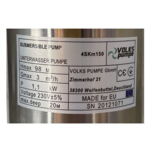 Насос свердловинний вихровий VOLKS pumpe  4SKm150 1,1кВт + кабель 15м + пульт - Image 5