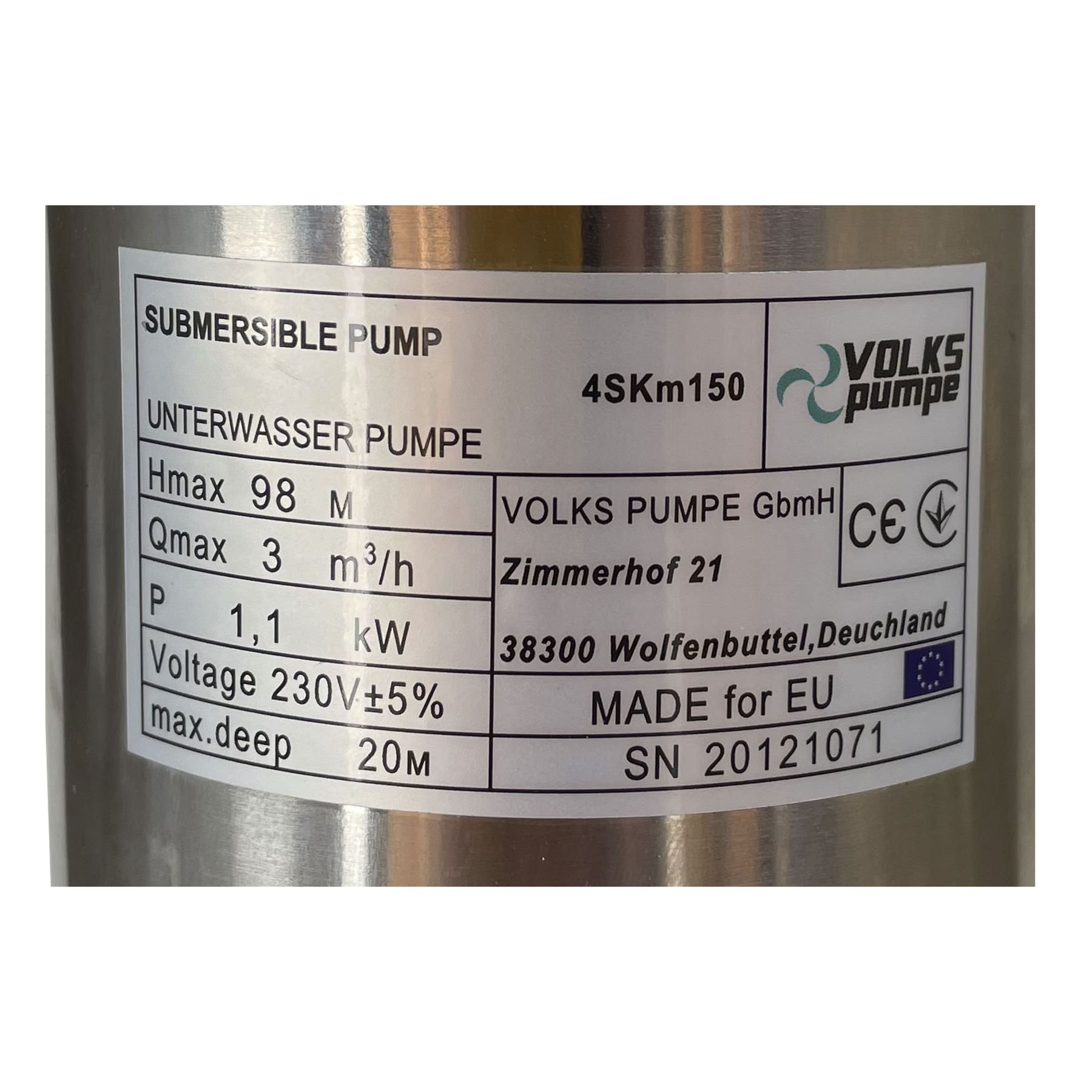 Насос свердловинний вихровий VOLKS pumpe  4SKm150 1,1кВт + кабель 15м + пульт - Image 5