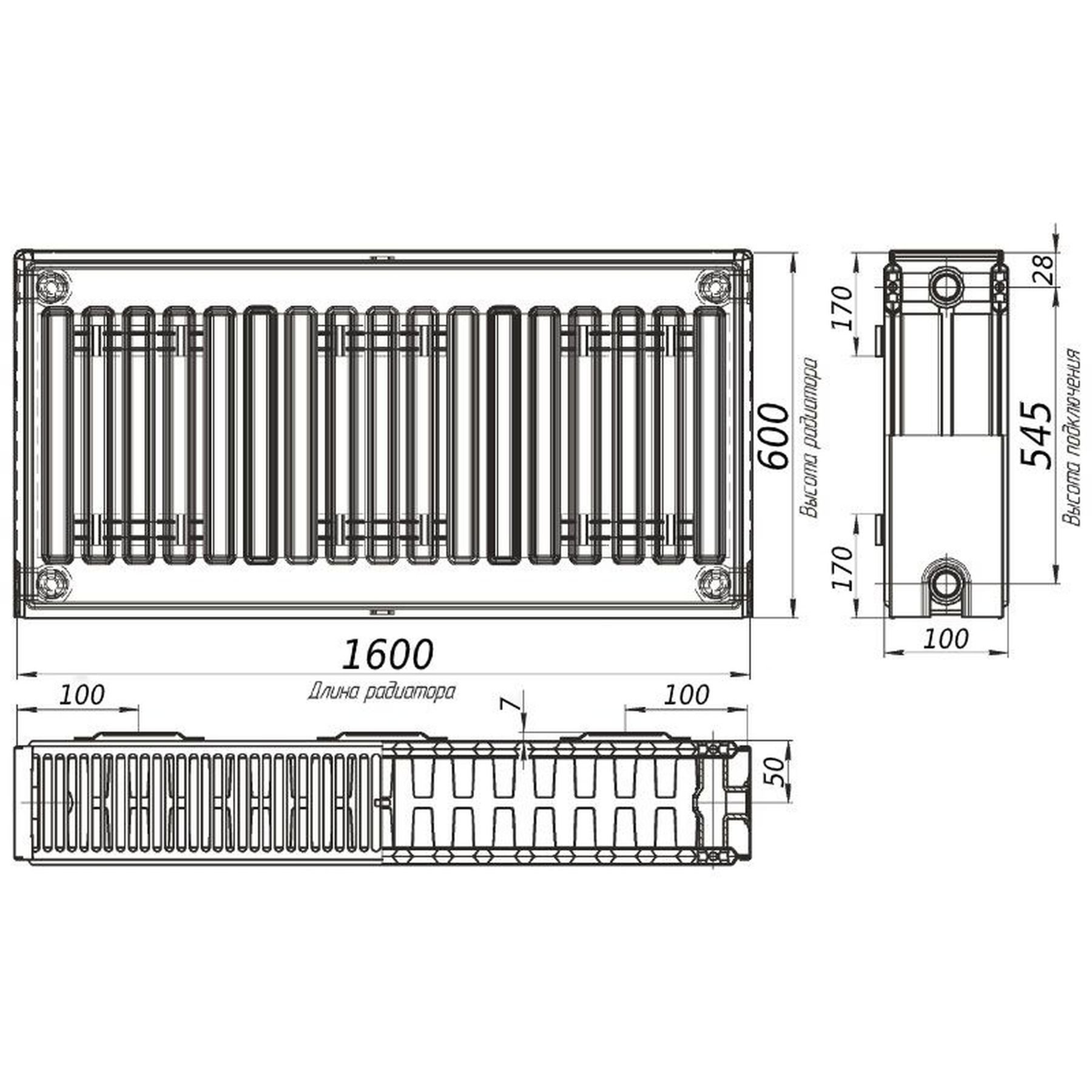 Радіатор сталевий 22/600х1600 бок OPTIMUM - Image 5
