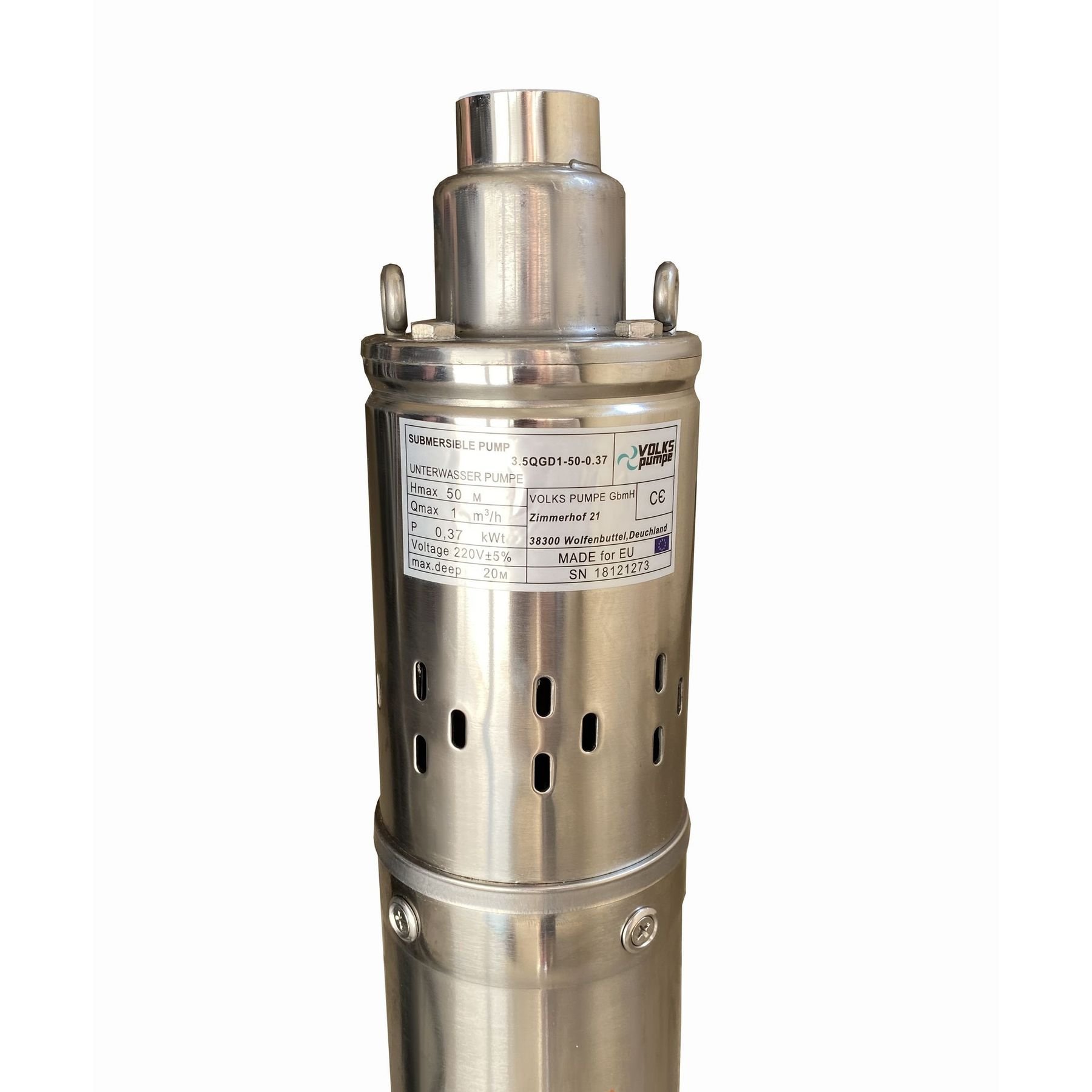 Насос свердловинний шнековий VOLKS pumpe 3,5 QGD 1-50-0,37кВт 3,5 дюйми + кабель 15м - Image 4