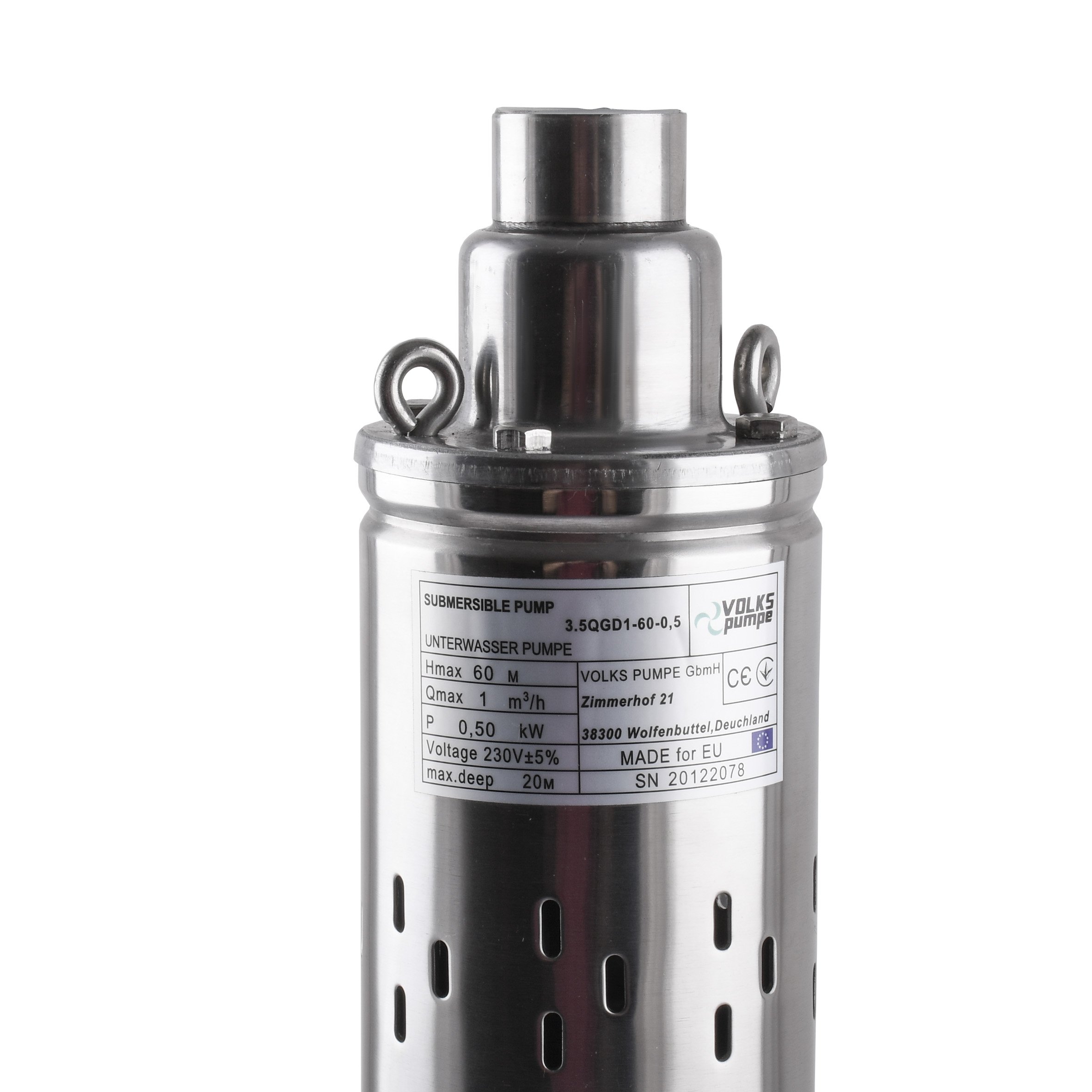 Насос свердловинний шнековий VOLKS pumpe 3,5 QGD 1-60-0,5кВт 3,5  дюйми + кабель 15м - Image 3
