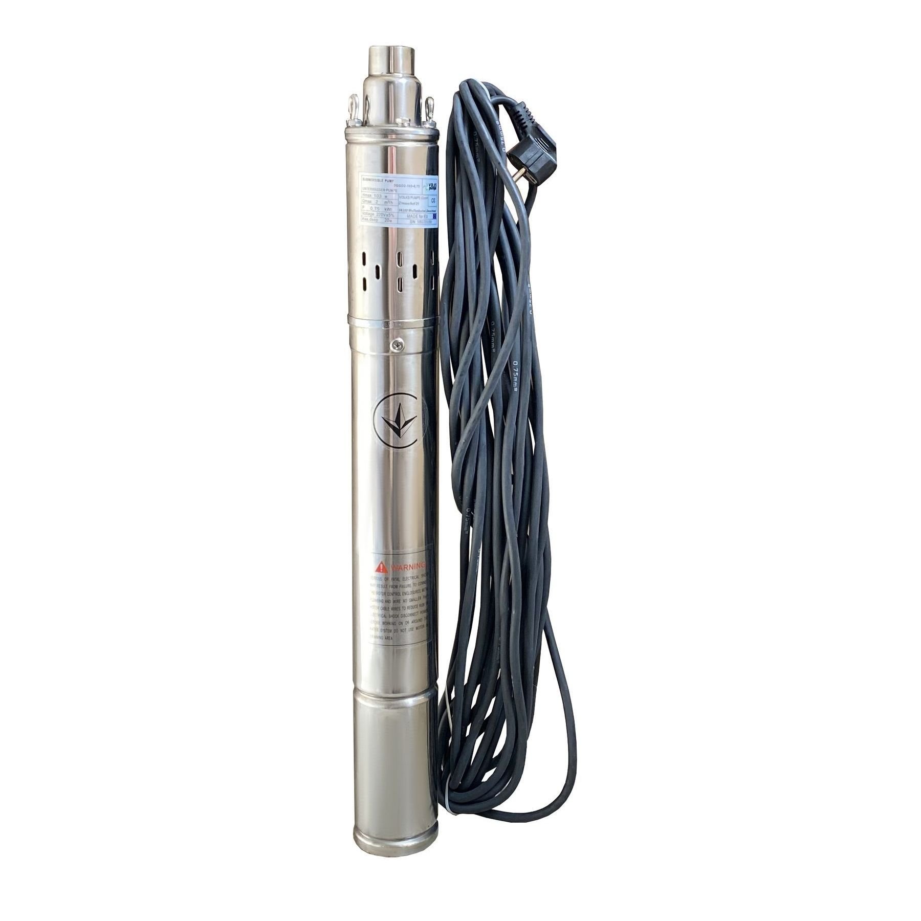 Насос свердловинний шнековий VOLKS pumpe  3QGD 2-103-0,75кВт 3 дюйми + кабель 15м - Image 1