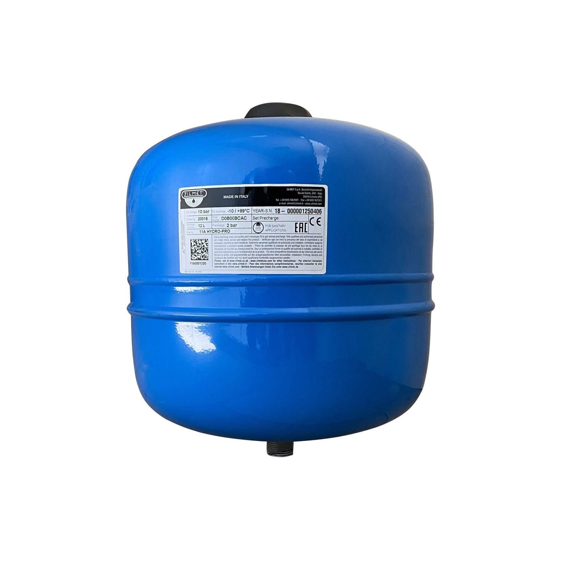 Гідроакумулятор з фіксованою мембраною  12л Zilmet HYDRO-pro 10bar ( 11A0001200 ) - Image 1
