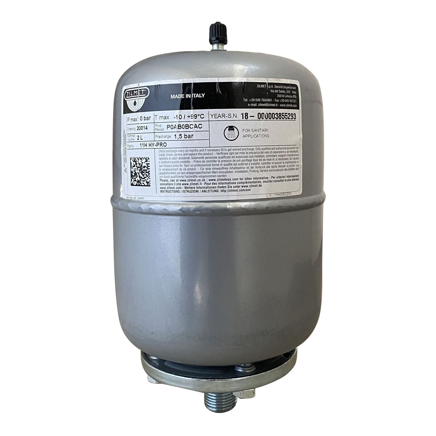 Гідроакумулятор зі змінною мембраною  2л Zilmet HY-PRO 10bar ( 11H0000200 ) - Image 1